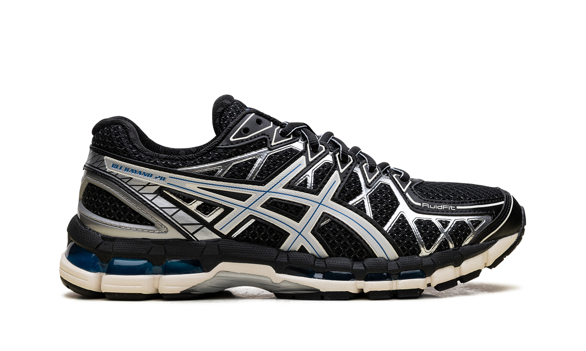 asics gel kayano 20 black pure silver+1203A388-001+right view