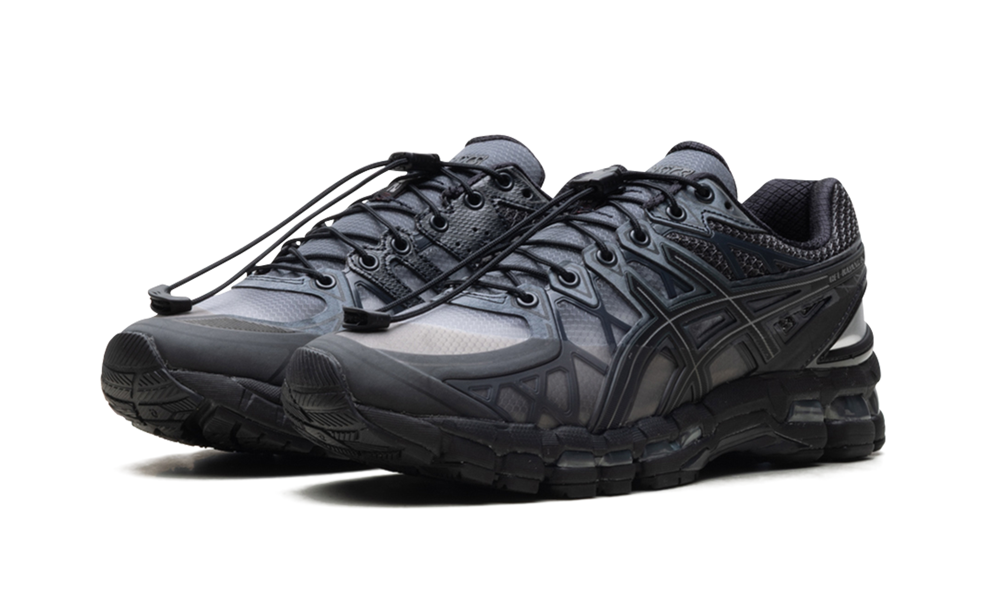 asics gel kayano 20 unaffected black obsidian grey black+1203A529-020+diagnol left view