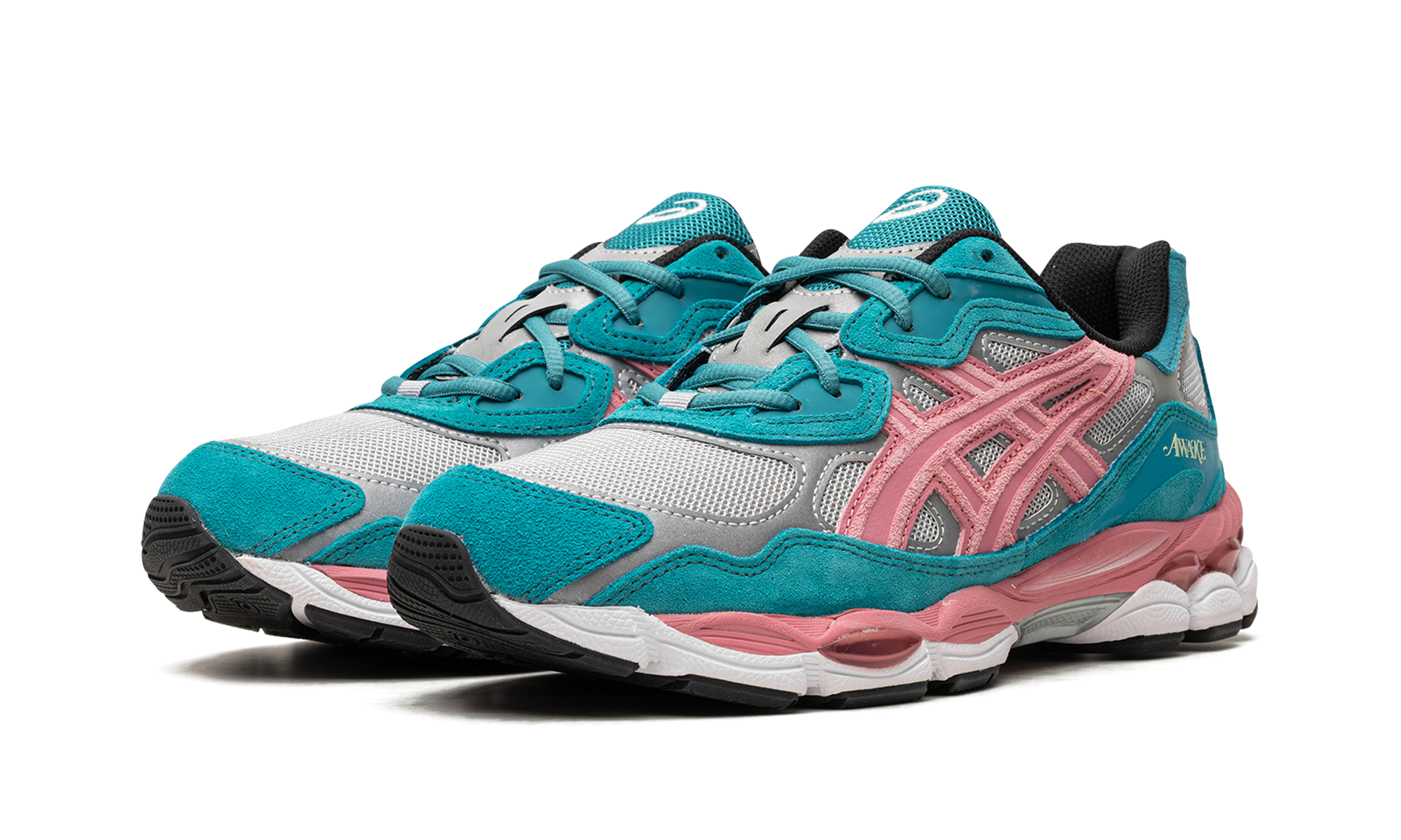 asics gel nyc awake ny teal+1201A850-022+diagnol left view