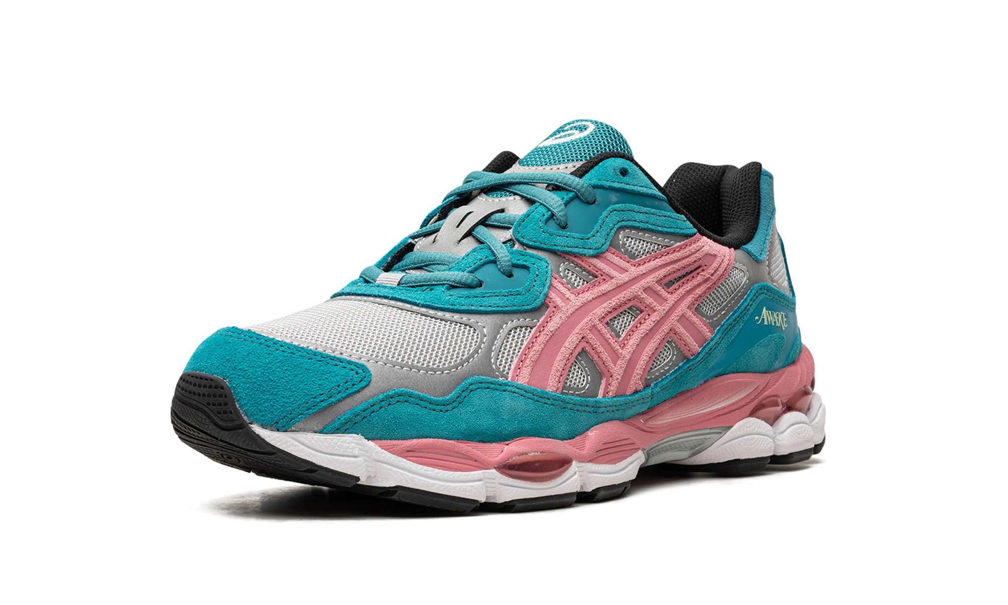 asics gel nyc awake ny teal+1201A850-022+left diagnol single view