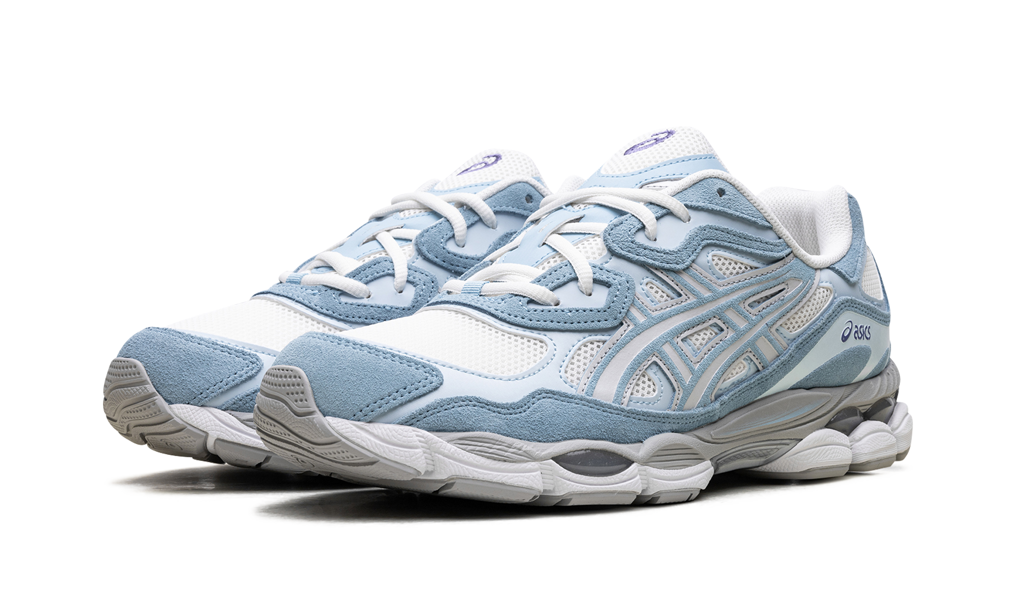 asics gel nyc cream arctic sky+1203A383-107+diagnol left view