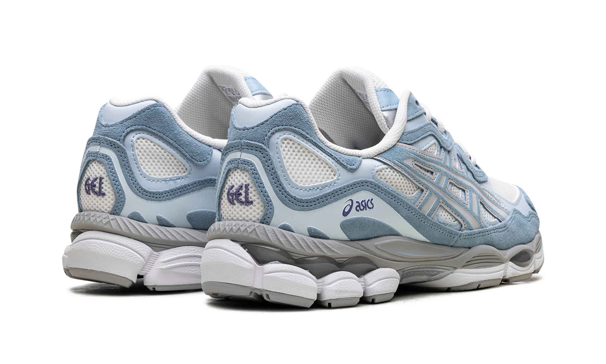 asics gel nyc cream arctic sky+1203A383-107+diagnol right behind view