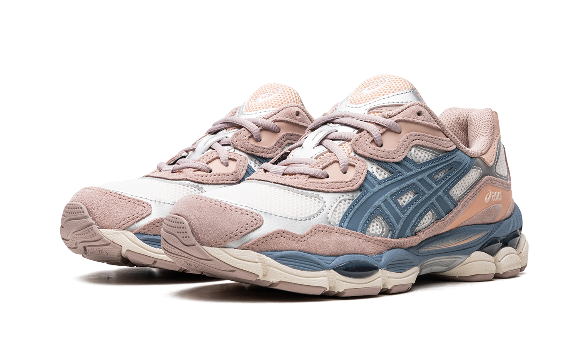 asics gel nyc cream grey floss salmon women s+1202A429-104+diagnol left view