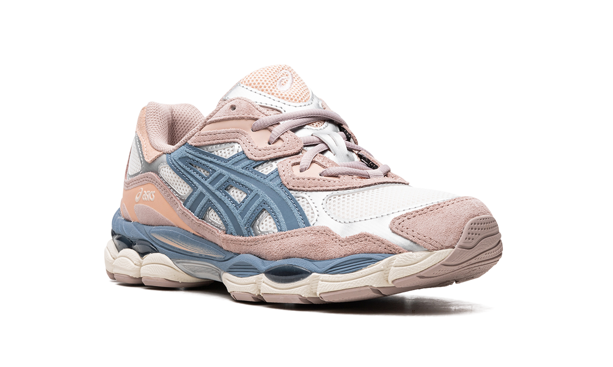asics gel nyc cream grey floss salmon women s+1202A429-104+diagnol right view