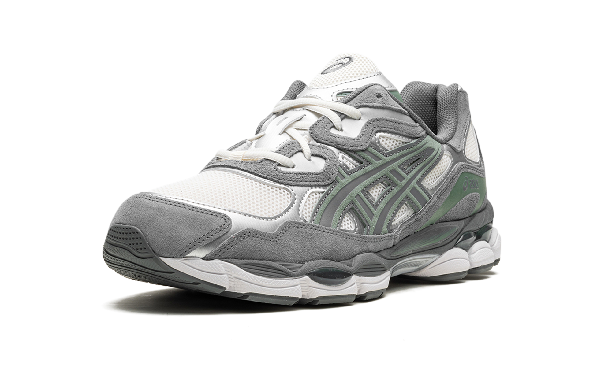 asics gel nyc cream steel grey+1203A383-101+left diagnol single view
