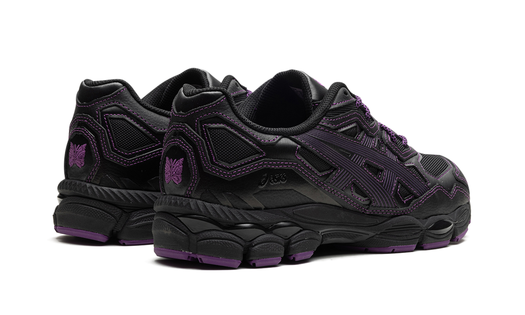 asics gel nyc needles black purple+1201B008-001+diagnol right behind view