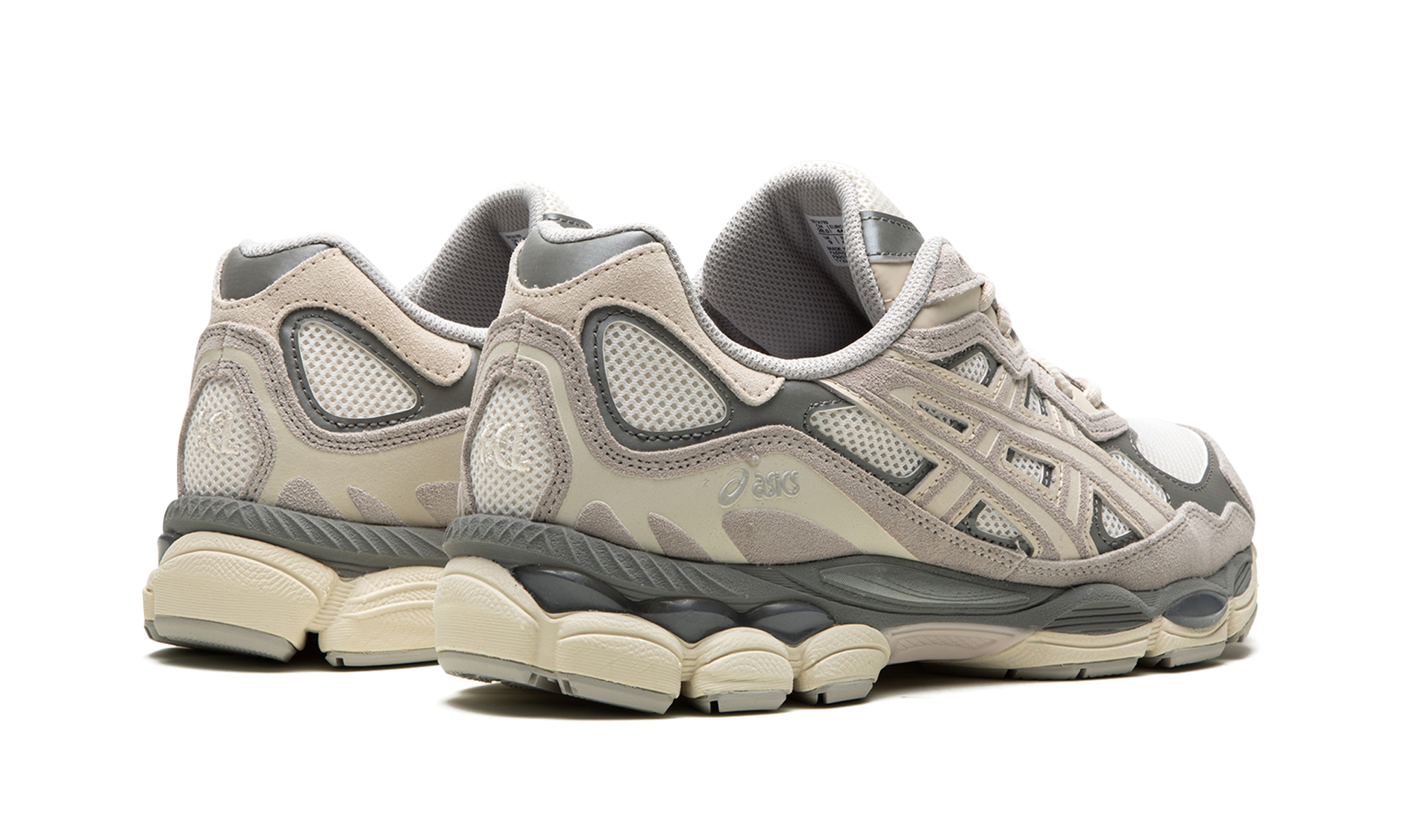 asics gel nyc oyster grey+1201A789-103+diagnol right behind view