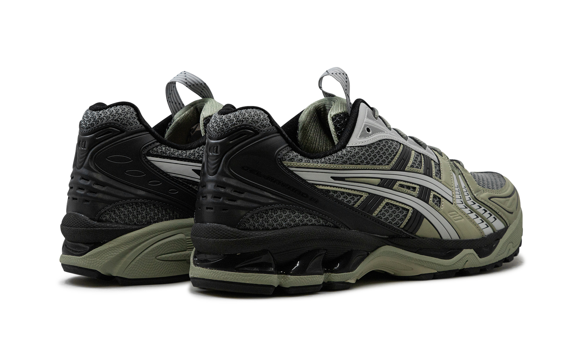 asics ub1 s gel kayano 14 piedmont grey sage+1201A189-020+diagnol right behind view