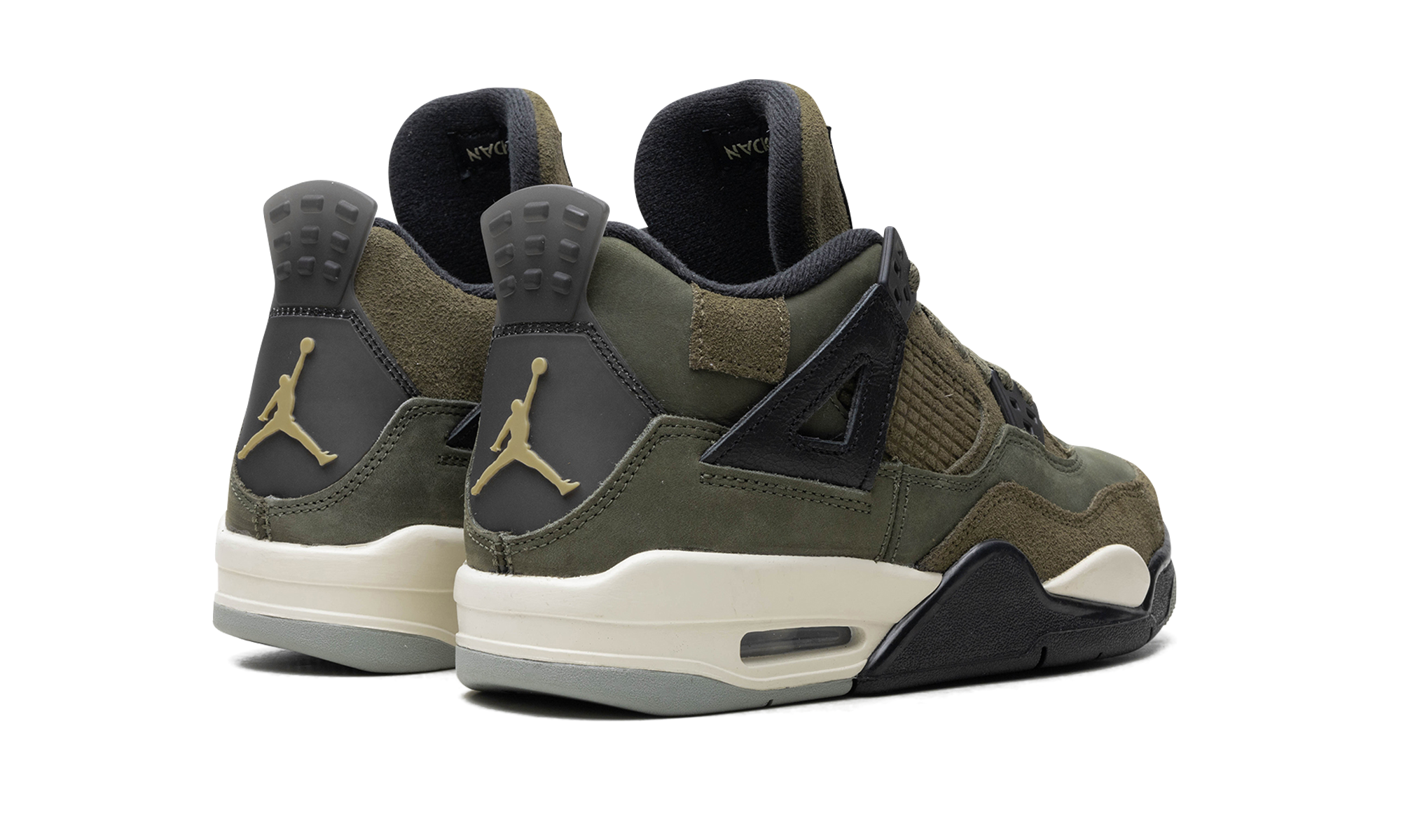 jordan 4 retro se craft medium olive gs+FB9928-200+diagnol right behind view