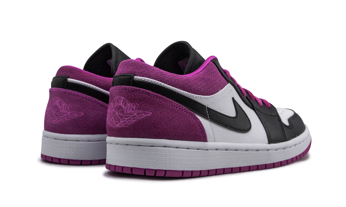 jordan 1 low black active fuchsia+CK3022-005+diagnol right behind view