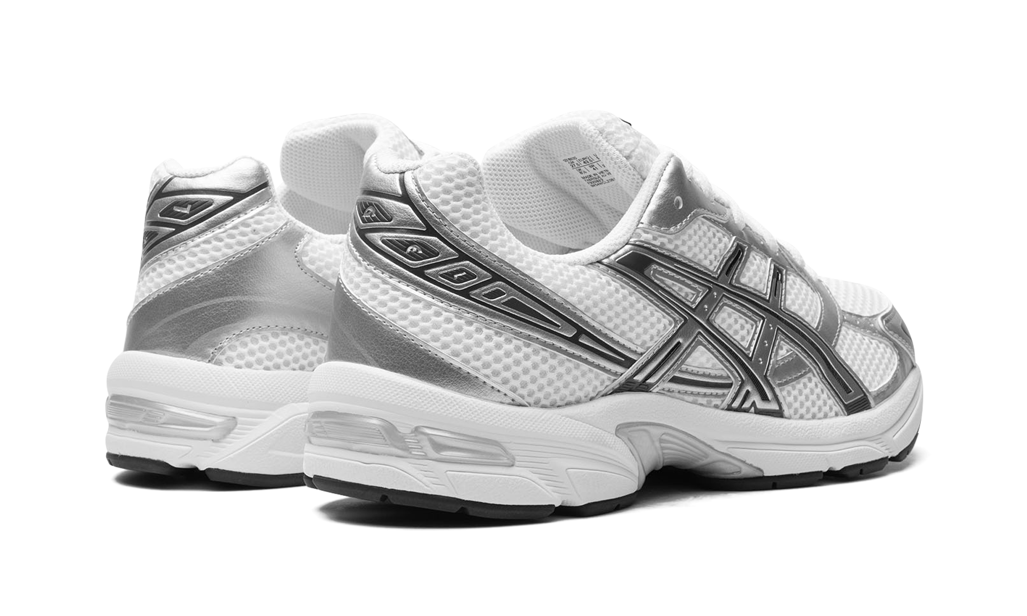 asics gel 1130 white pure silver+1201B020-100+diagnol right behind view