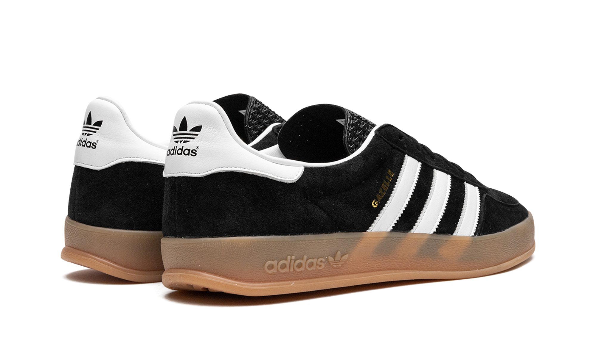 adidas gazelle black white gum+H06259+diagnol right behind view