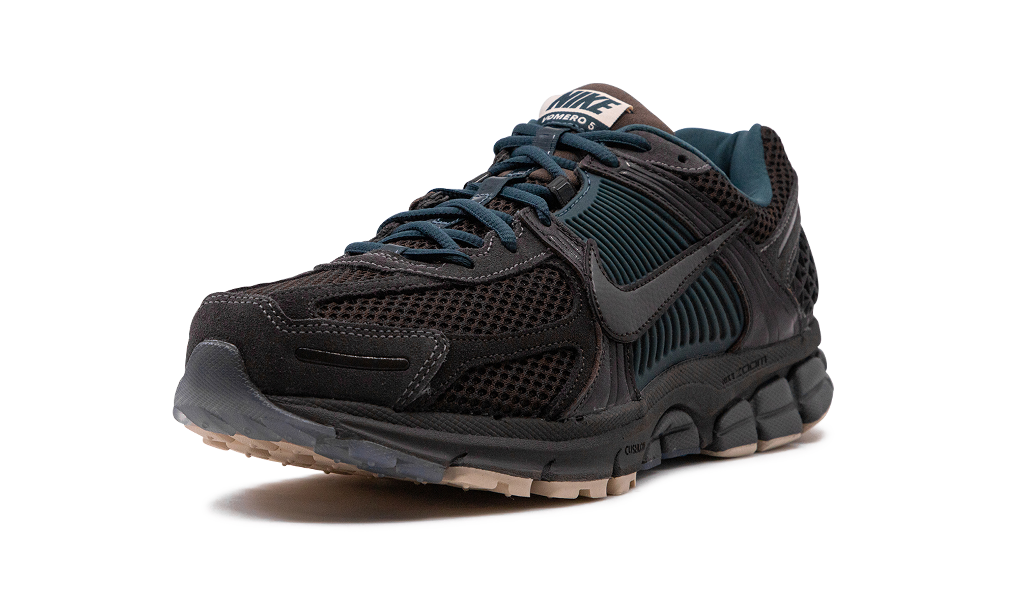 nike zoom vomero 5 prm velvet brown medium ash+FQ8174-237+left diagnol single view