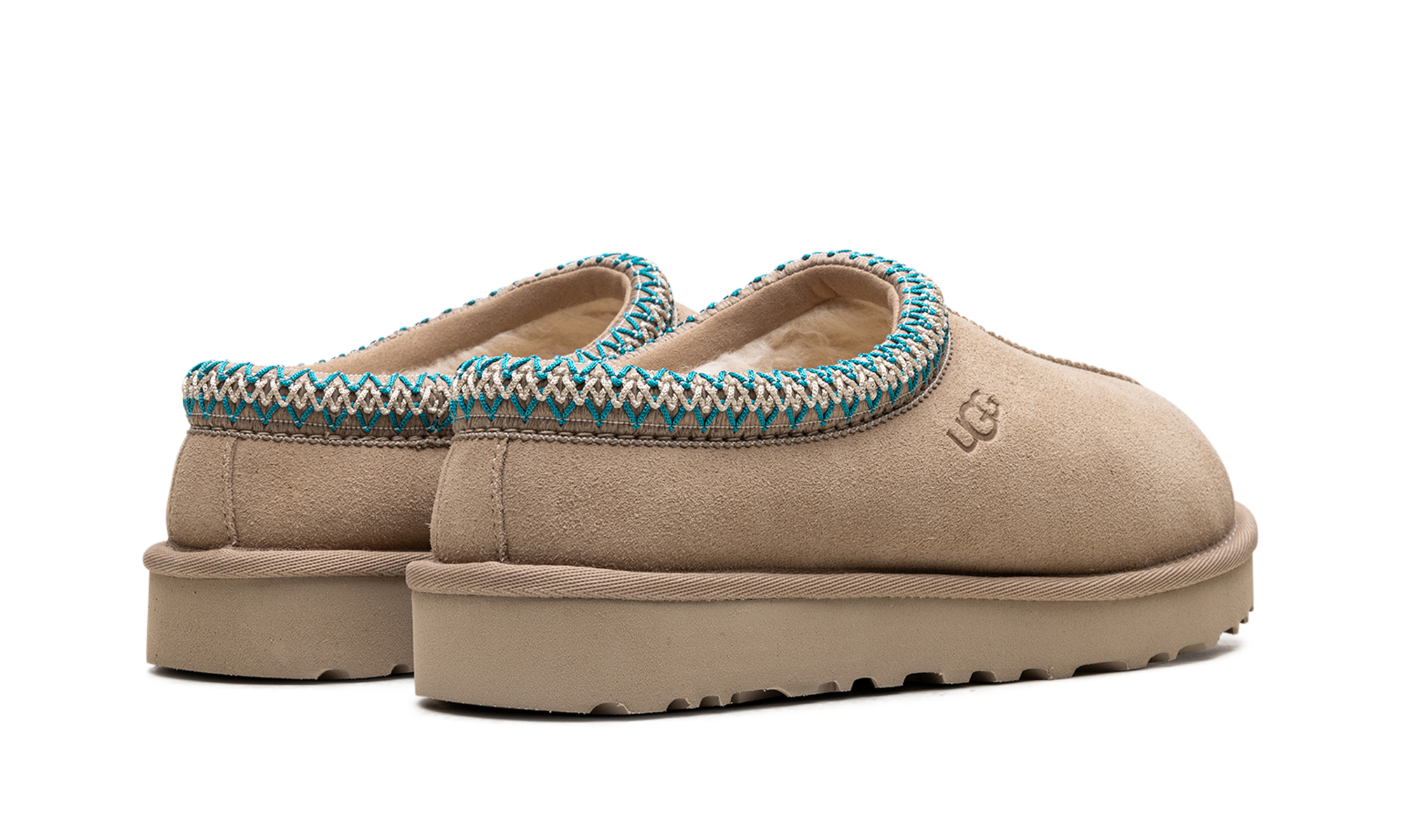 ugg tasman slipper driftwood white pepper women s+5955-DRF+diagnol right behind view