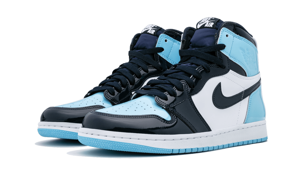 jordan 1 retro high unc patent women s+CD0461-401+diagnol left view