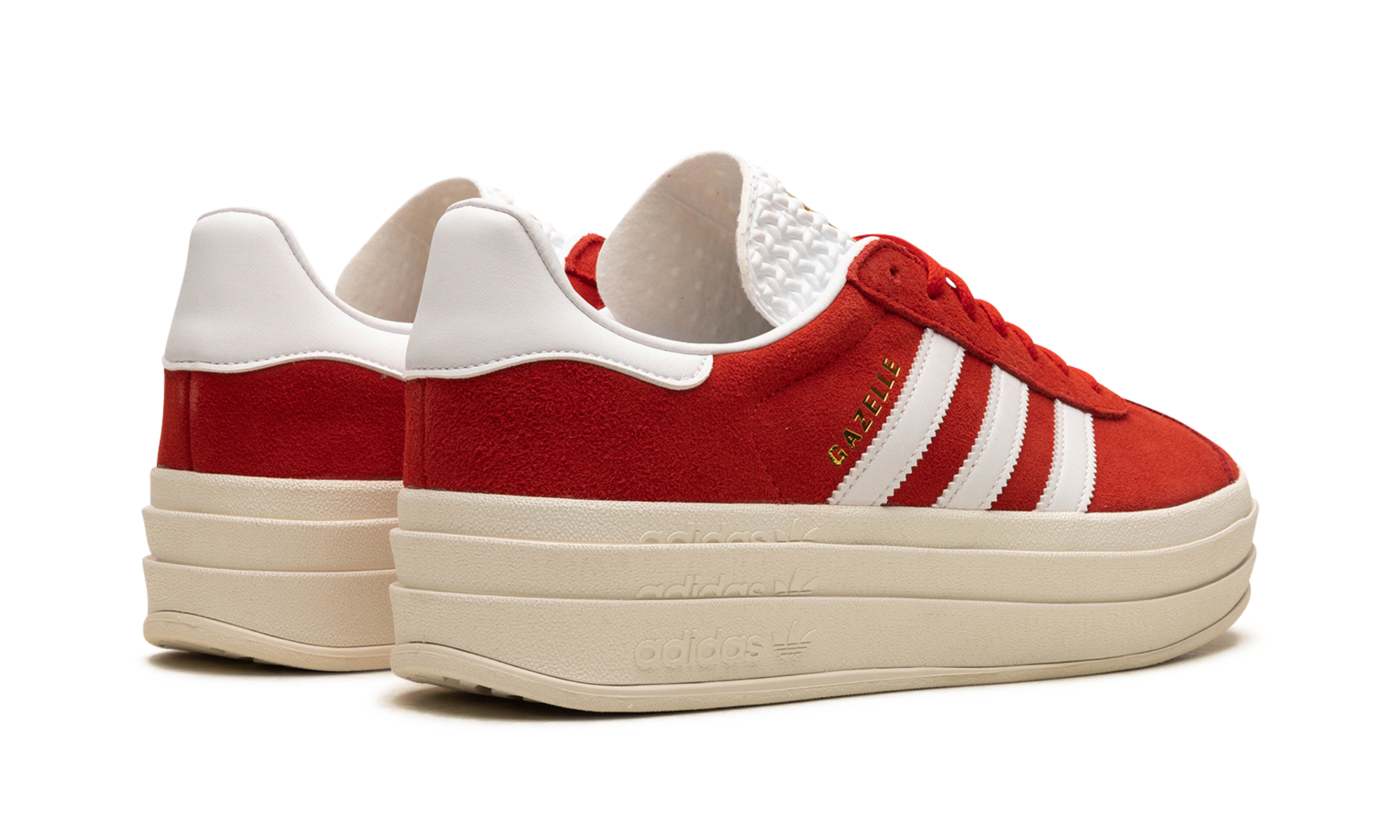 adidas gazelle bold red cloud white women s+ID6990+diagnol right behind view