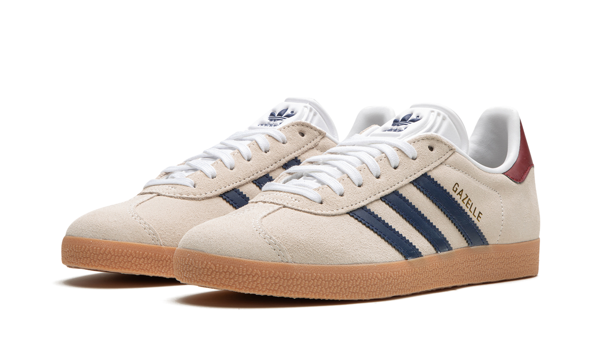 adidas gazelle beige dark blue collegiate burgundy+IE0546+diagnol left view