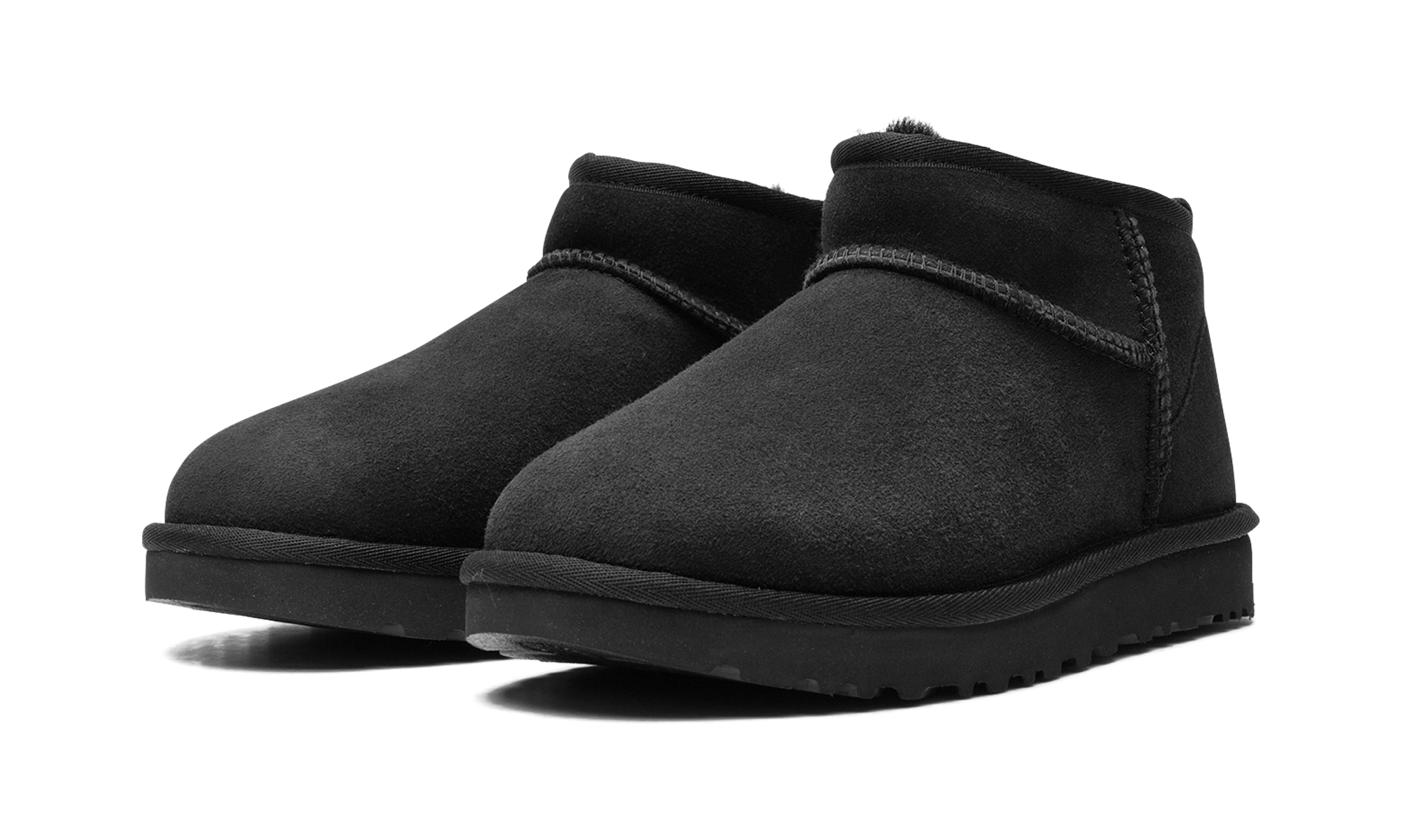 ugg classic ultra mini boot black women s+1116109-BLK+diagnol left view