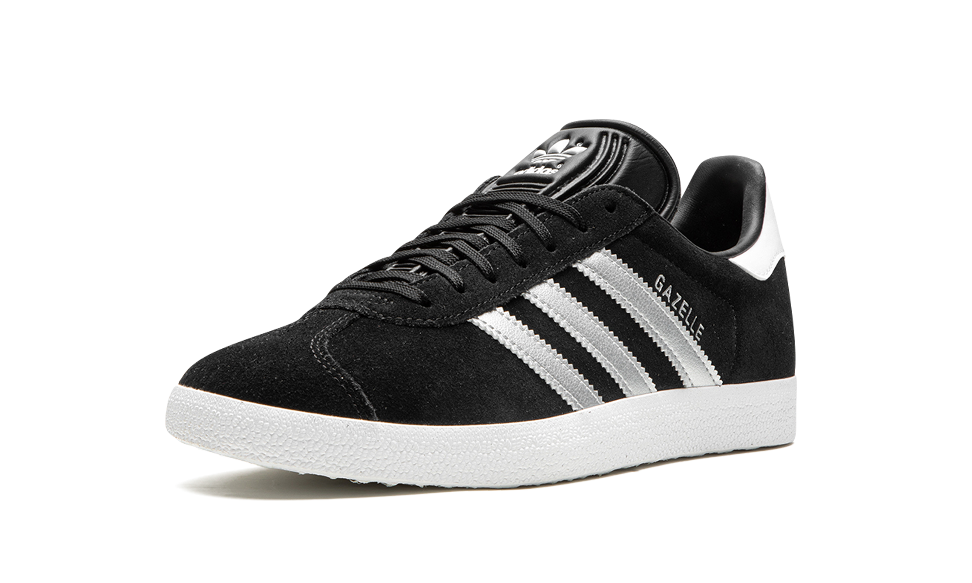 adidas gazelle black silver metallic women s+ID7007+left diagnol single view