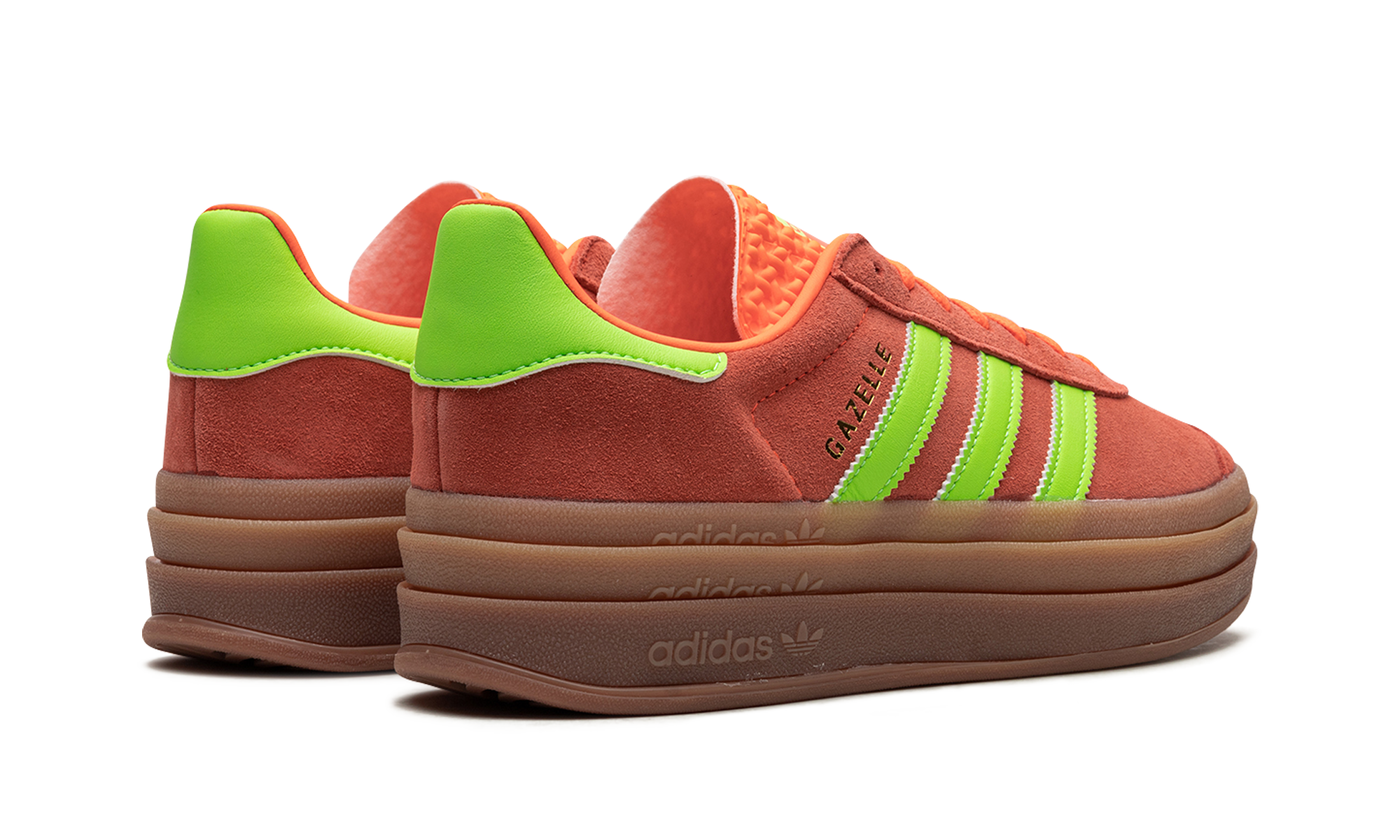 adidas gazelle bold solar orange solar green women s+H06126+diagnol right behind view