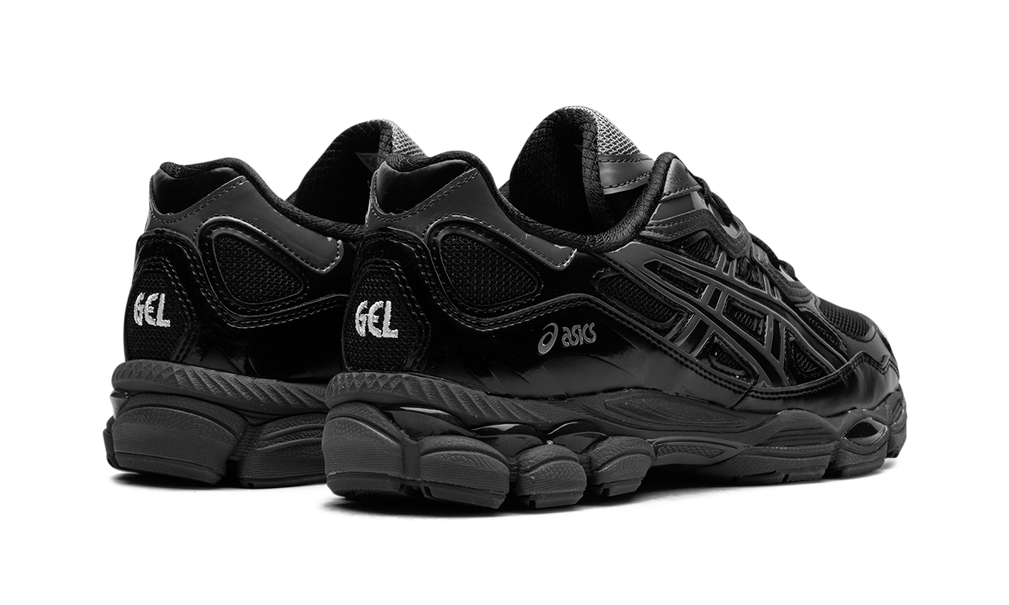 asics gel nyc kicki yang zhang black pure silver+1203A571-001+diagnol right behind view
