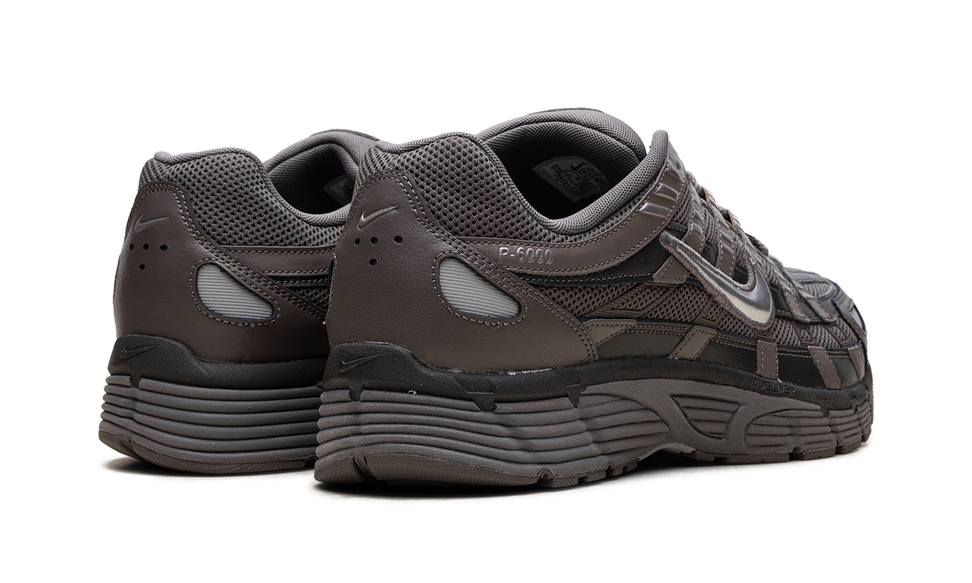 nike p 6000 cave stone medium ash flat pewter metallic silver+CD6404-202+diagnol right behind view