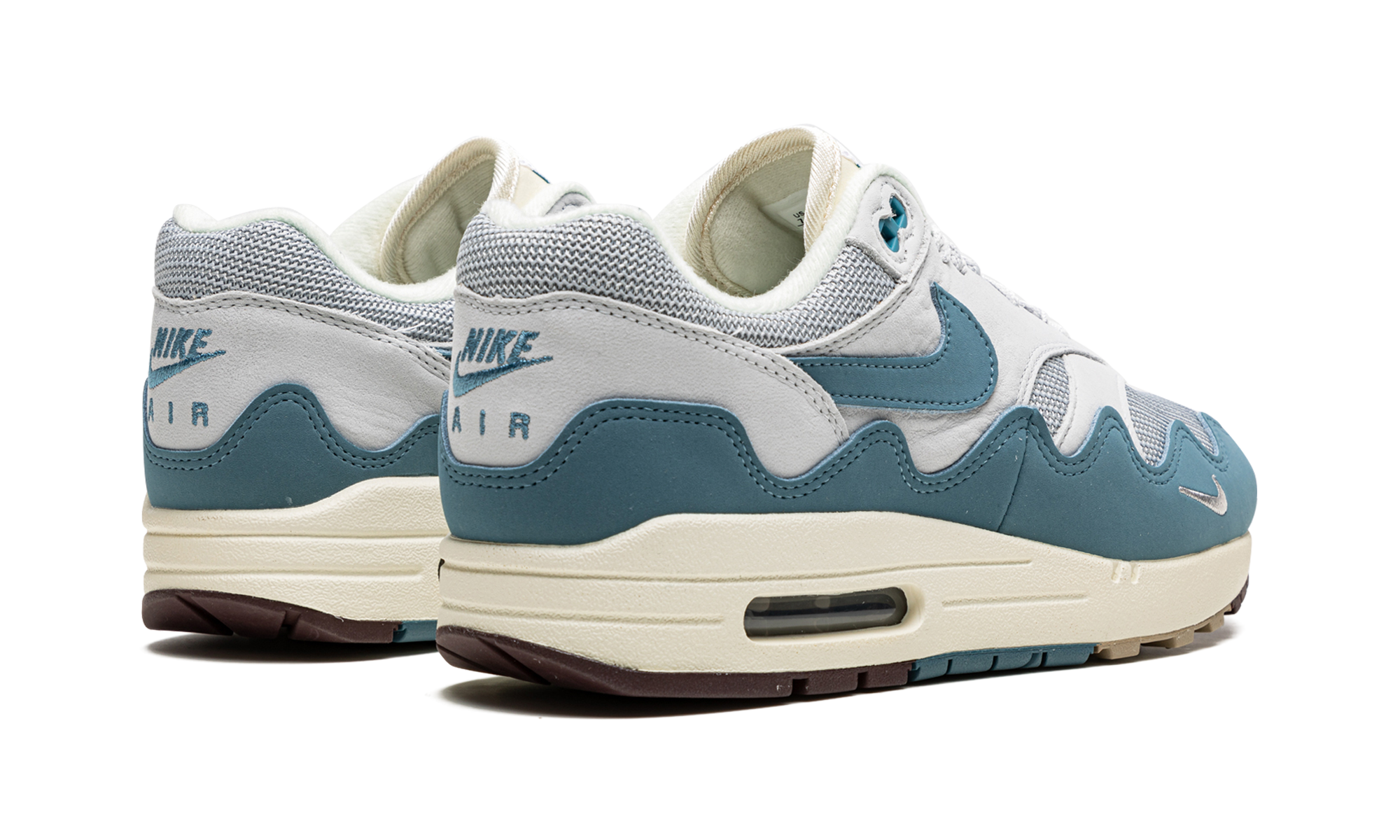 nike air max 1 patta waves noise aqua with bracelet+DH1348-004+diagnol right behind view