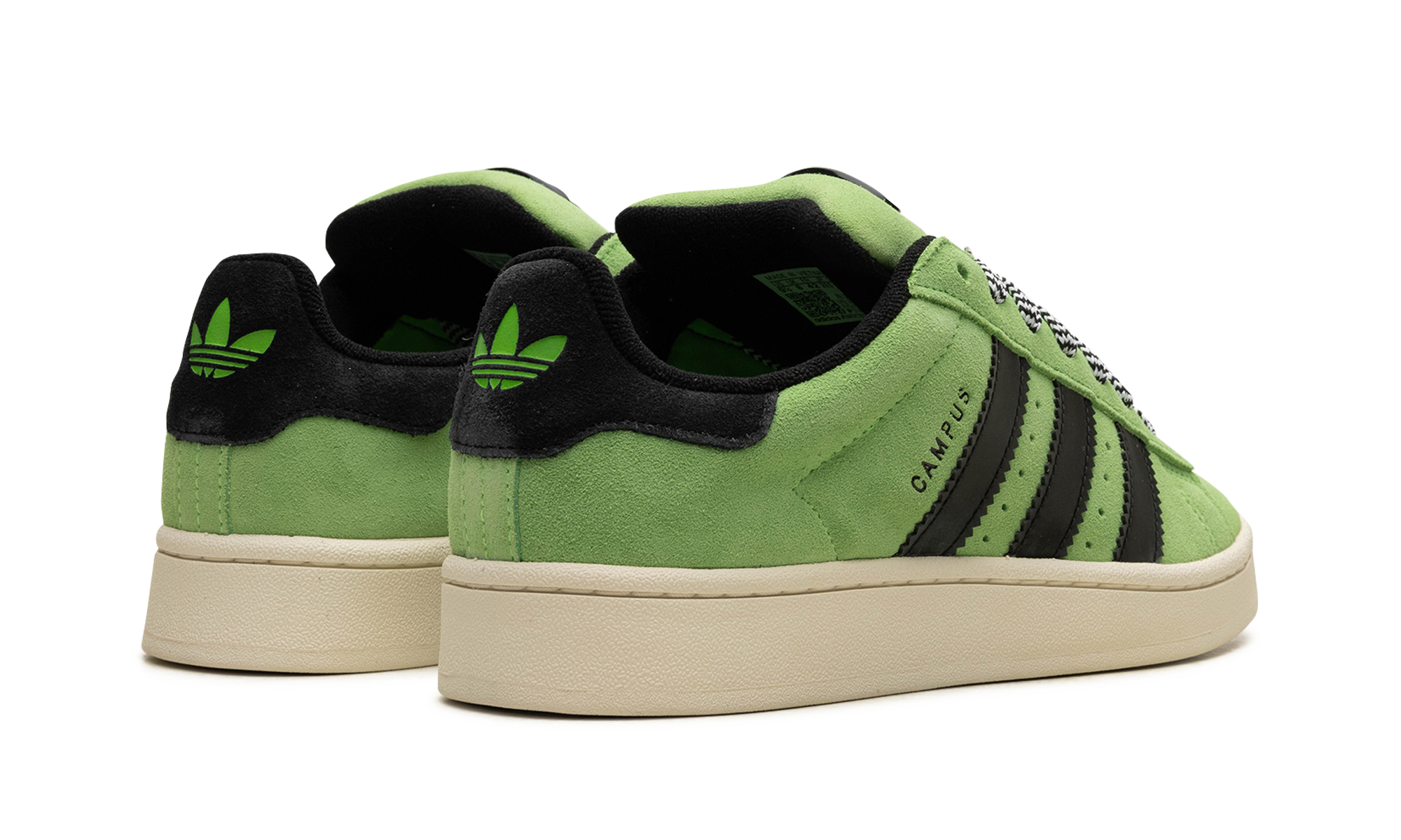 adidas campus 00s solar green women s+HQ4409+diagnol right behind view