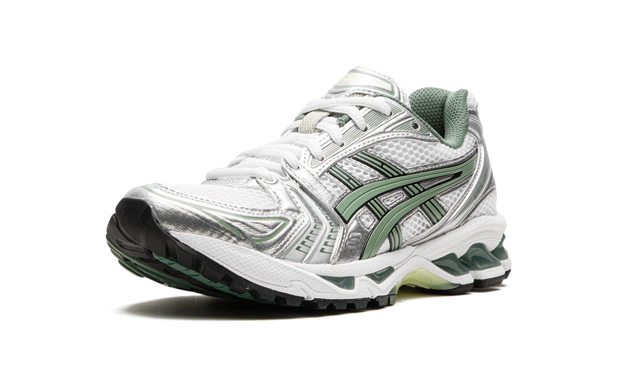 asics gel kayano 14 white pure silver slate grey sage+1201A019-107+left diagnol single view