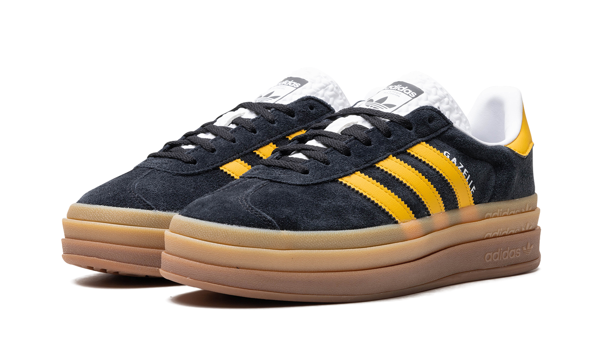 adidas gazelle bold black bold gold women s+IE0422+diagnol left view