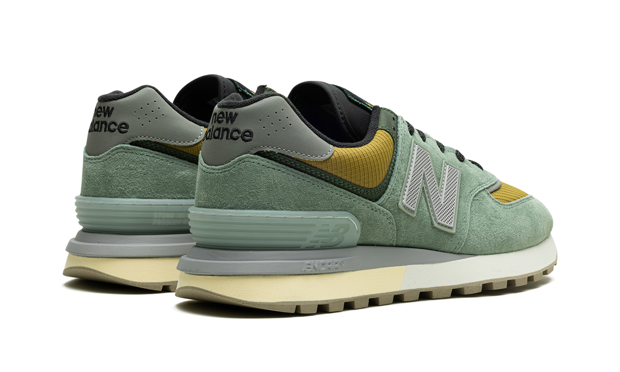 new balance 574 legacy stone island light green+U574LGTN+diagnol right behind view