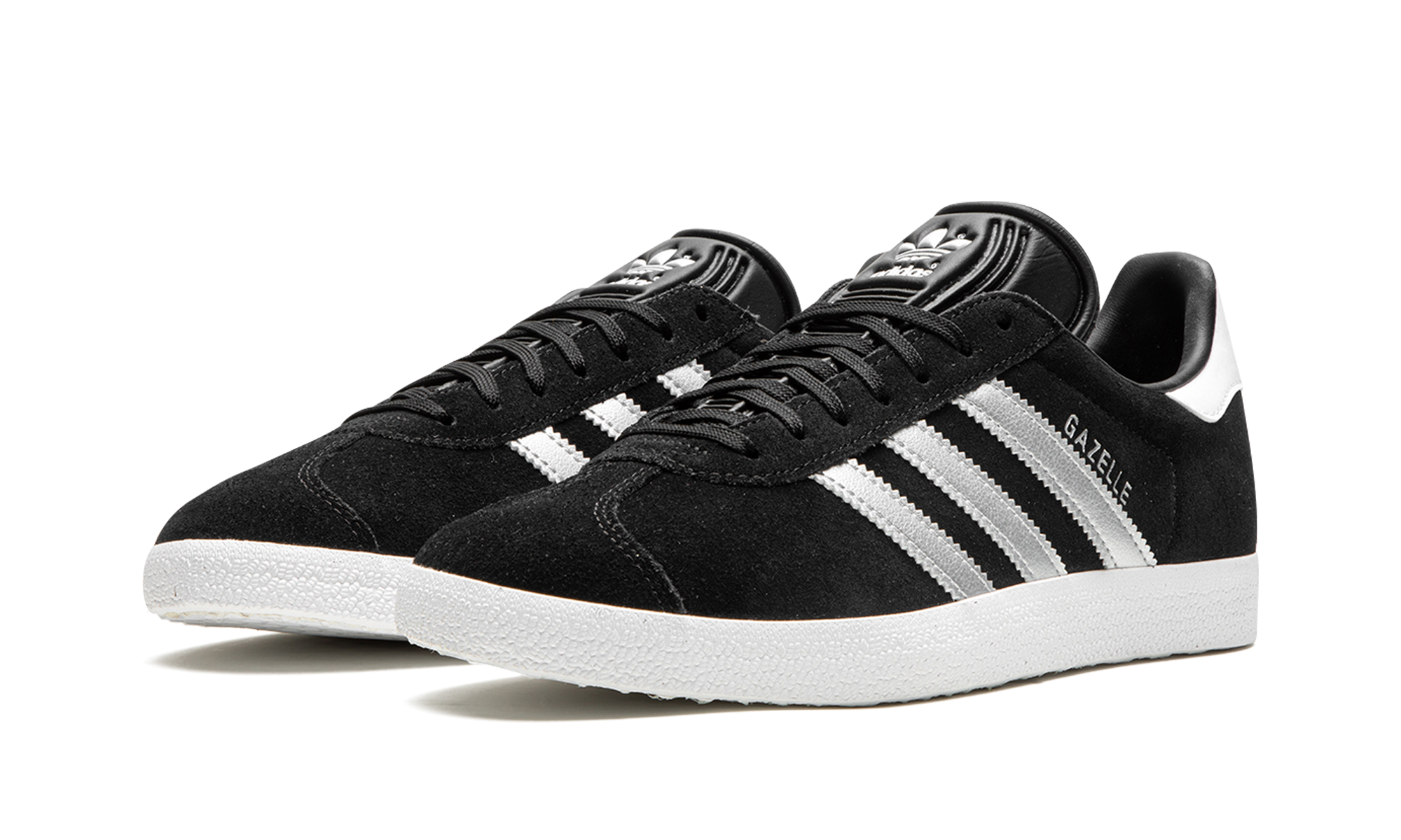 adidas gazelle black silver metallic women s+ID7007+diagnol left view