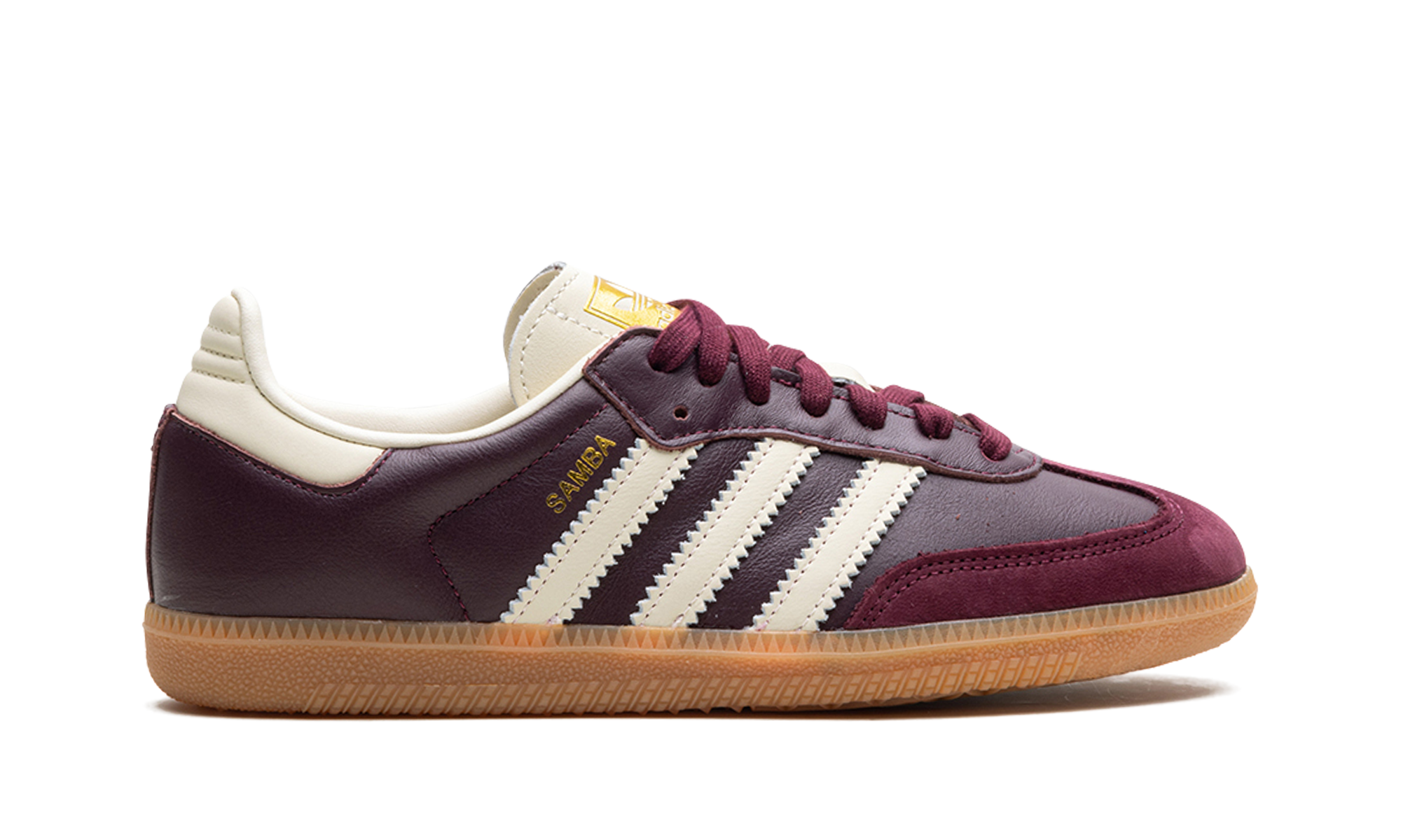 adidas samba og maroon gold metallic women s+ID0477+right view