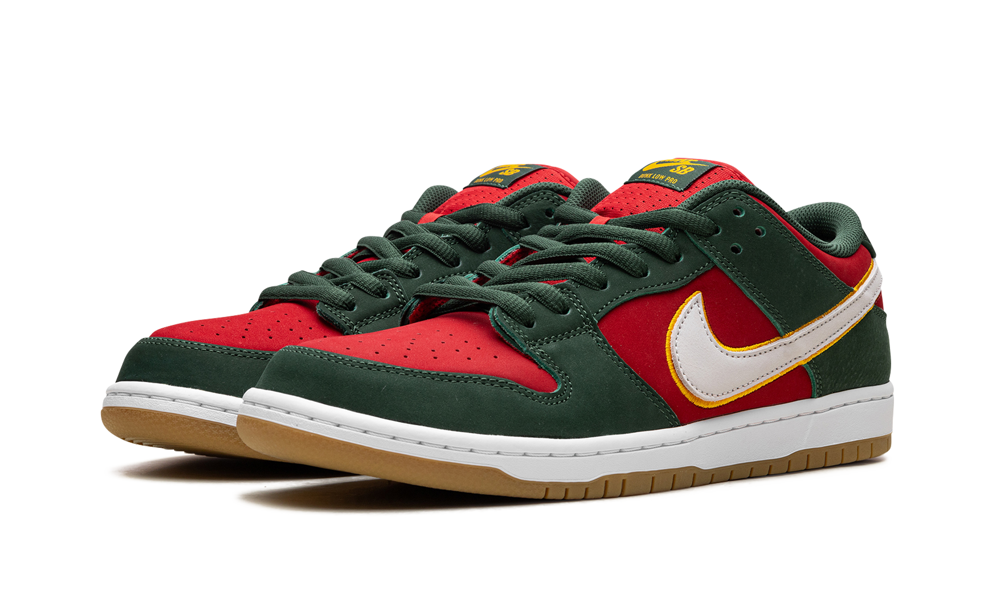 nike sb dunk low pro prm seattle supersonics+FZ1287-300+diagnol left view