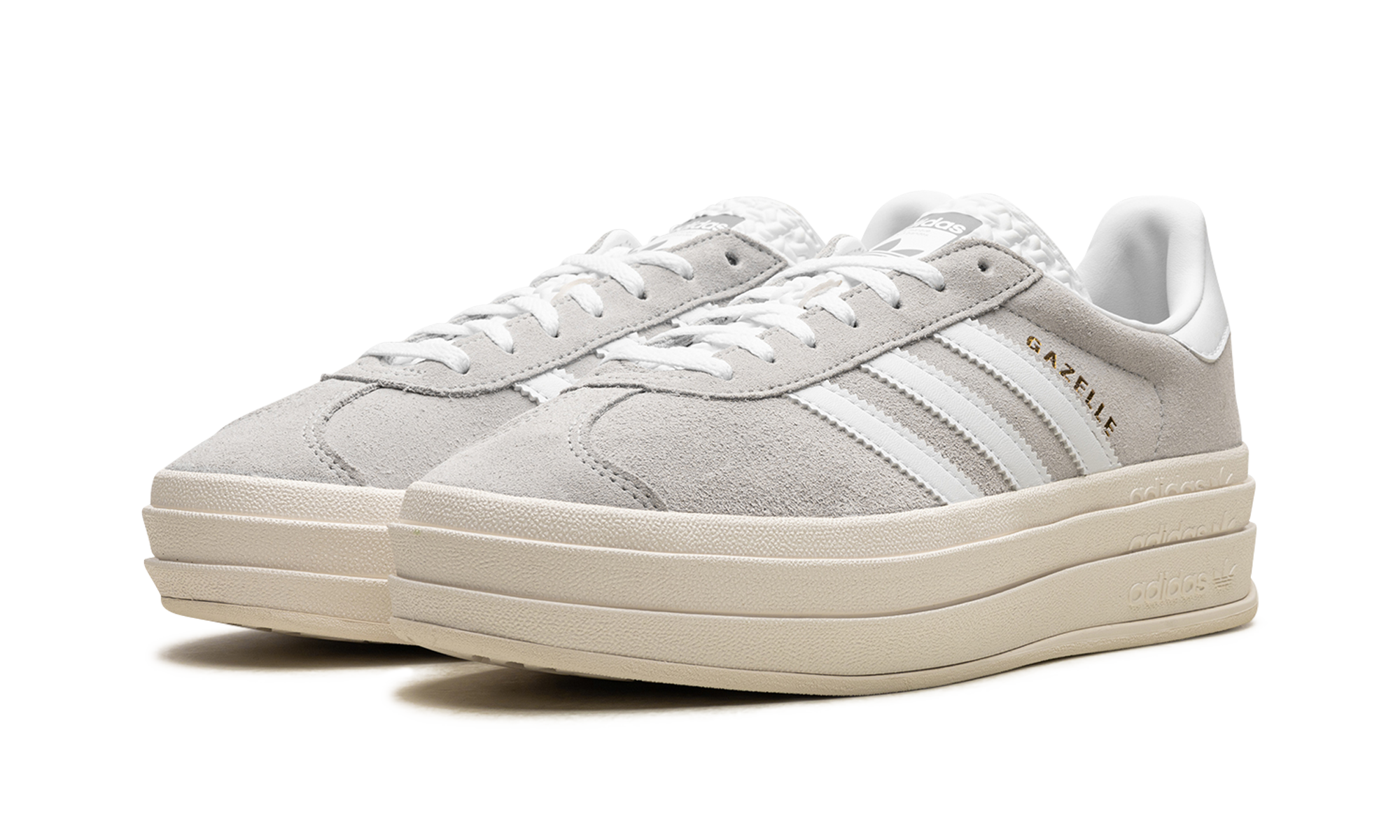 adidas gazelle bold grey white women s+HQ6893+diagnol left view