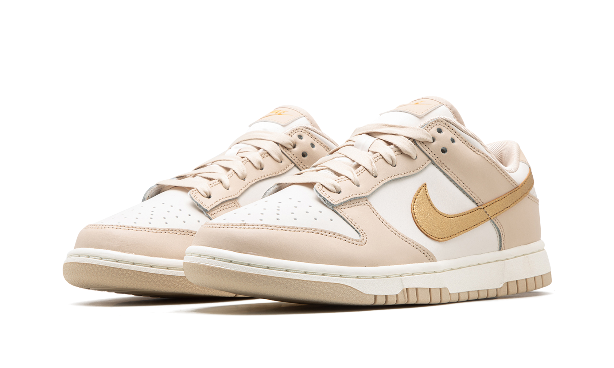 nike dunk low phantom metallic gold women s+DX5930-001+diagnol left view