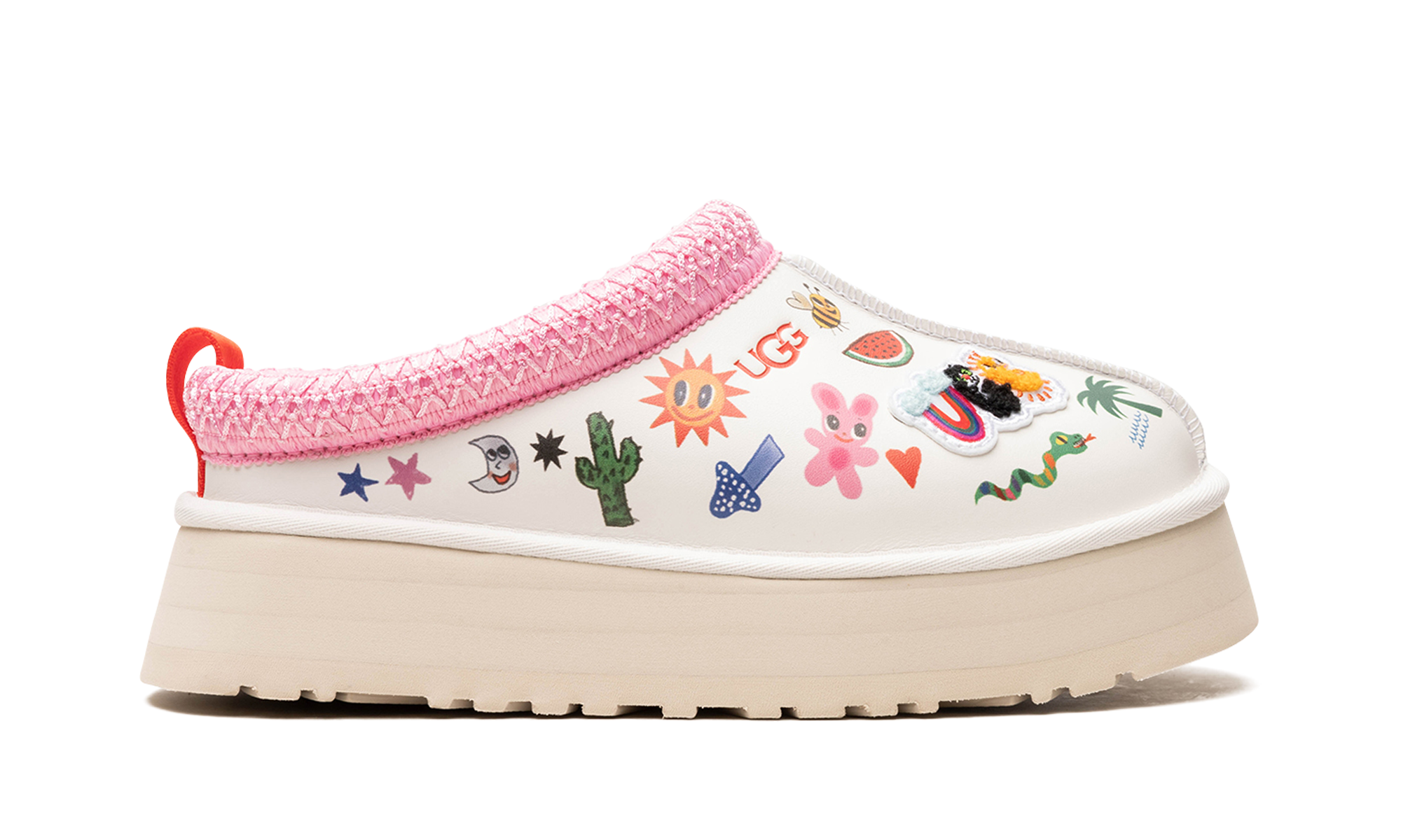 ugg tazz slipper humberto cruz pop sketch women s+1155751-WHT+right view