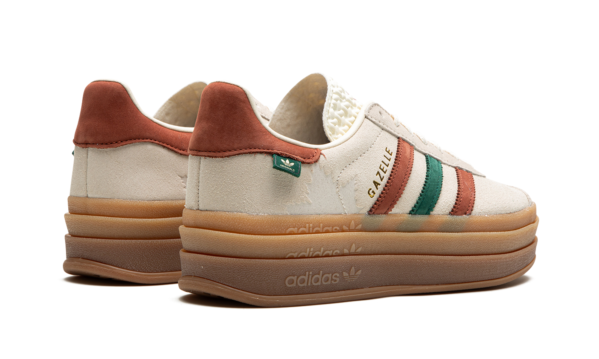 adidas gazelle bold maple leaf women s+IG3685+diagnol right behind view