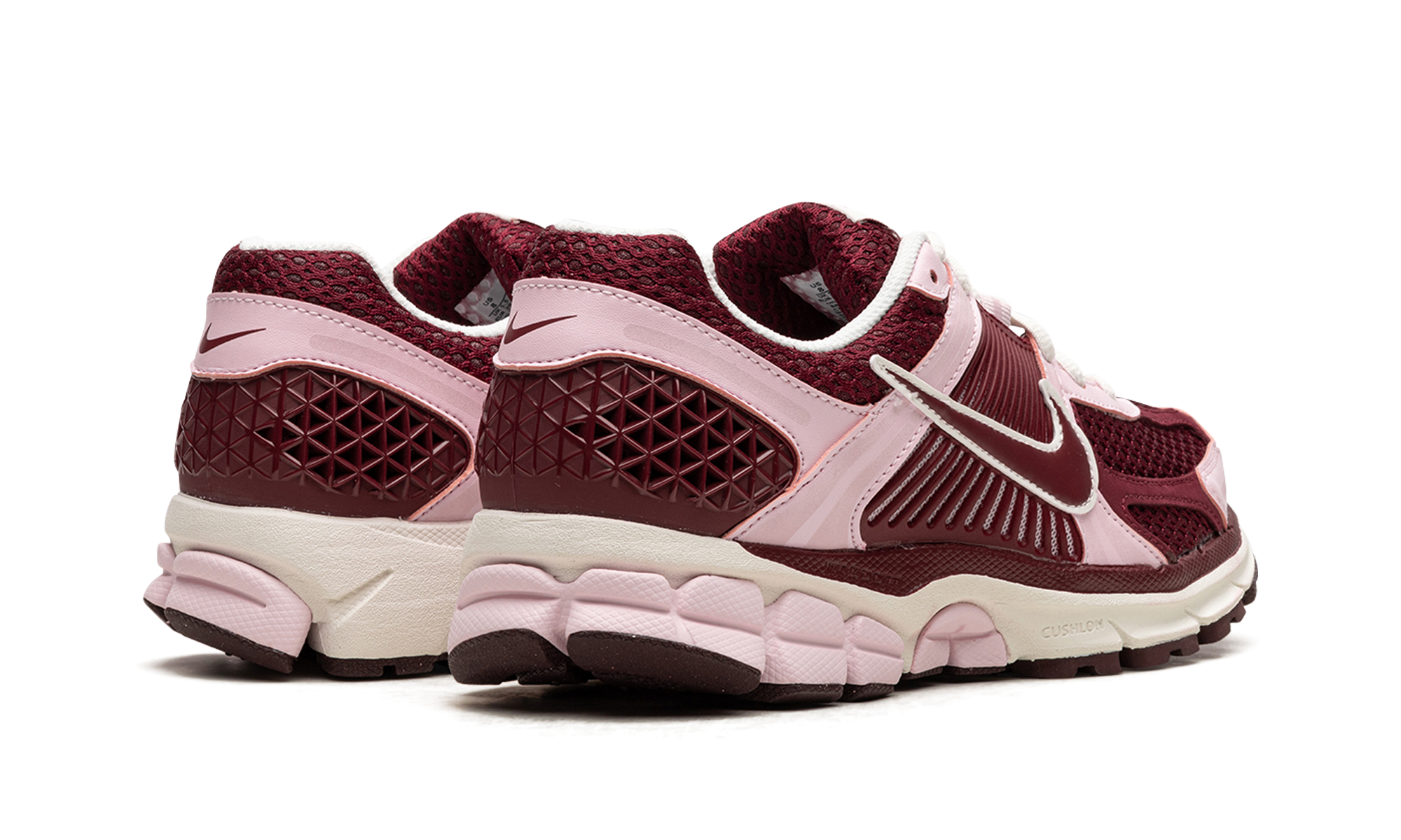 nike zoom vomero 5 pink foam team red women s+FN7196-663+diagnol right behind view