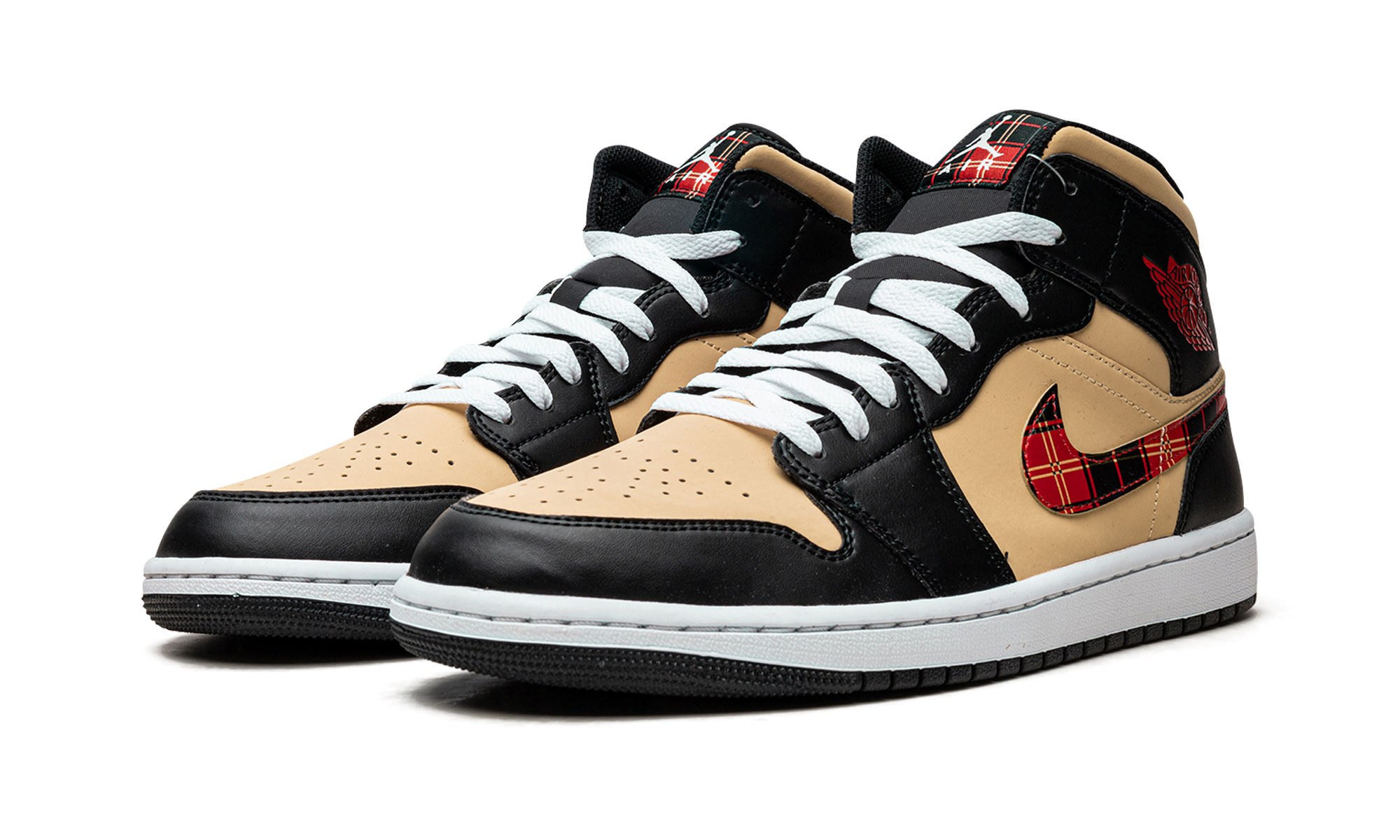 air jordan 1 mid tartan swoosh+DZ5329-001+diagnol left view