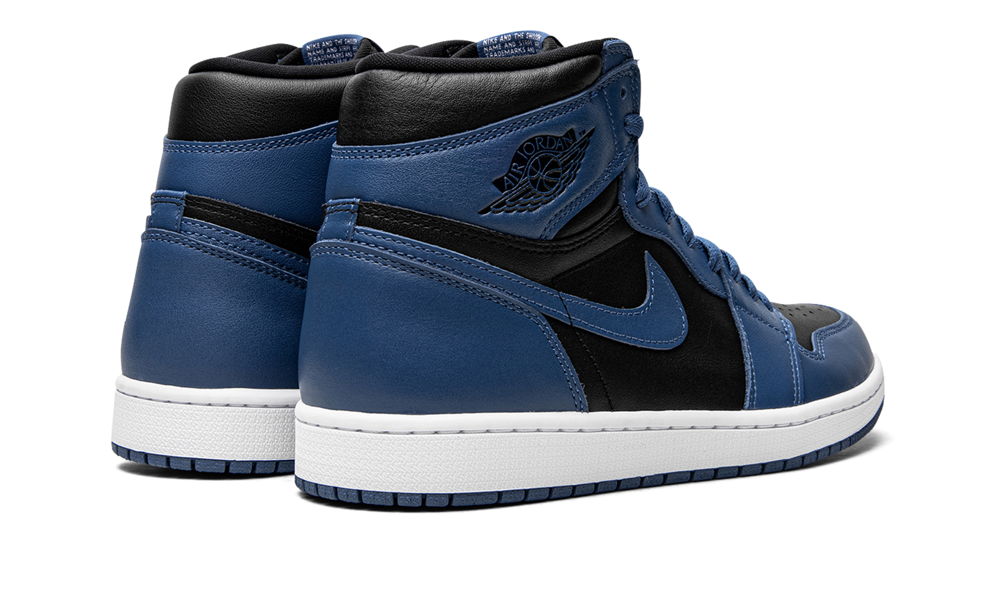 jordan 1 retro high og dark marina blue+555088-404+diagnol right behind view