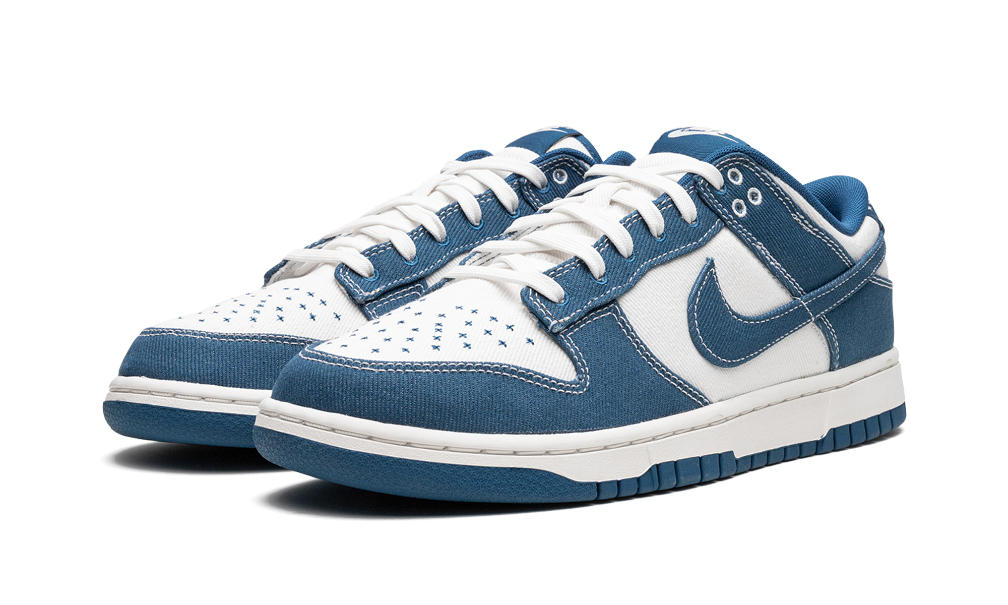 nike dunk low industrial blue sashiko+DV0834-101+diagnol left view