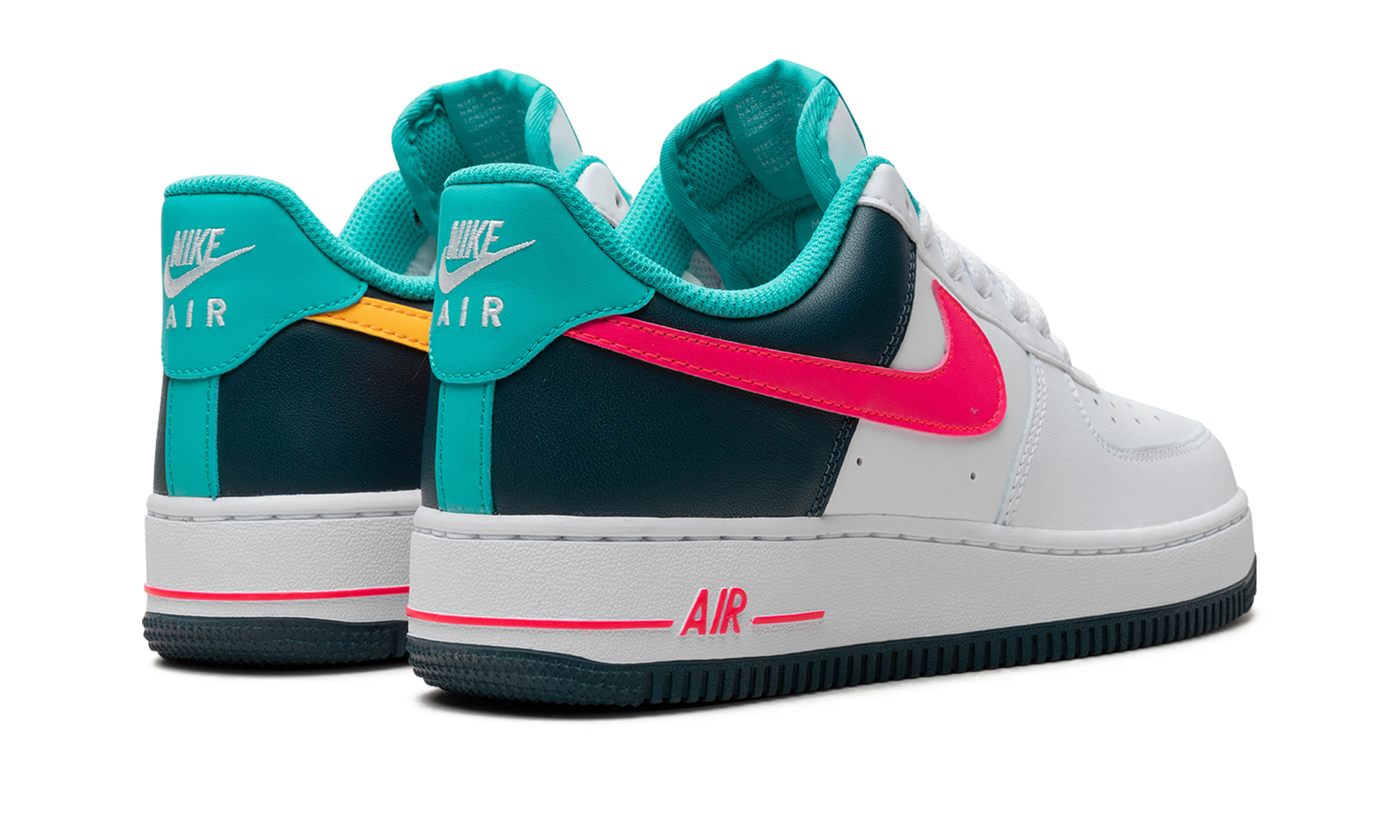 nike air force 1 low 07 90 s neon+HF4849-100+diagnol right behind view