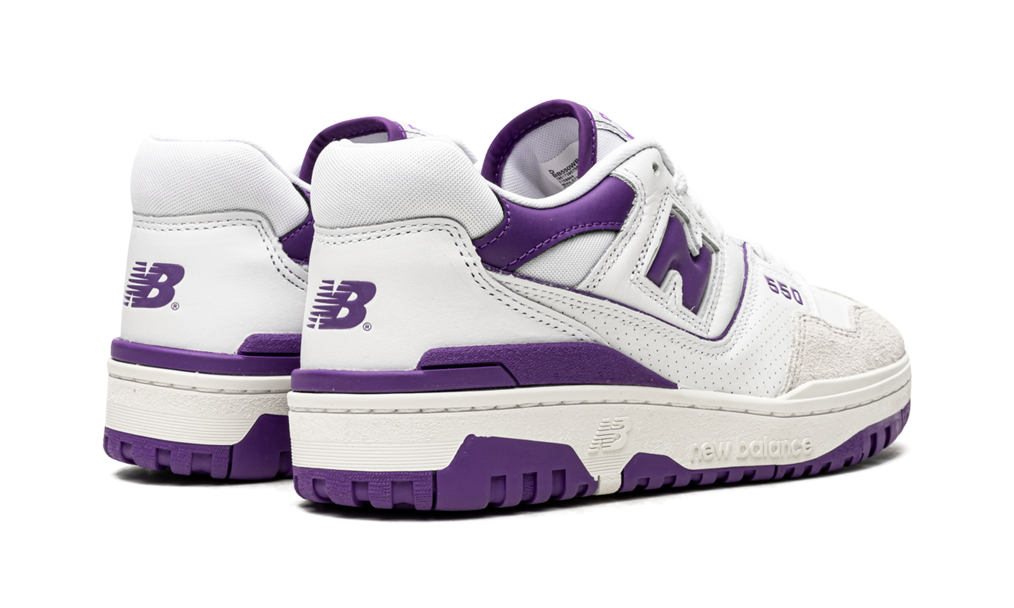 new balance 550 white purple+BB550WR1+diagnol right behind view