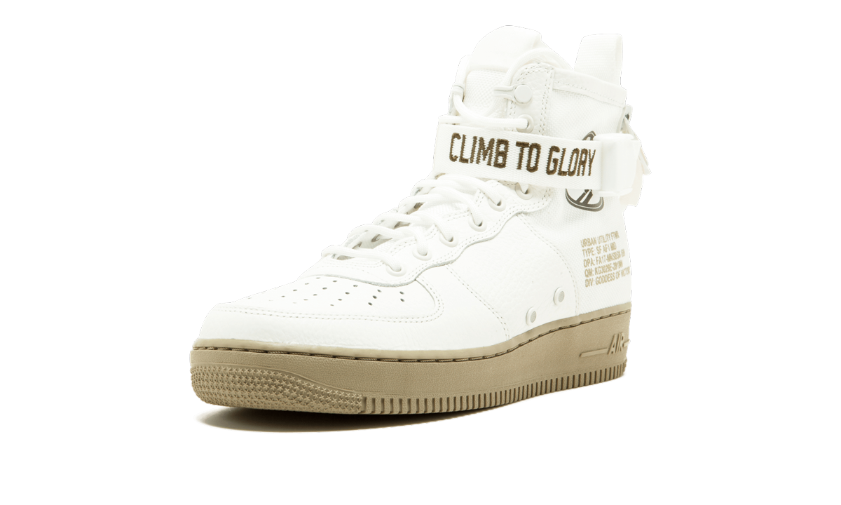 nike sf air force 1 mid ivory olive+917753-101+left diagnol single view
