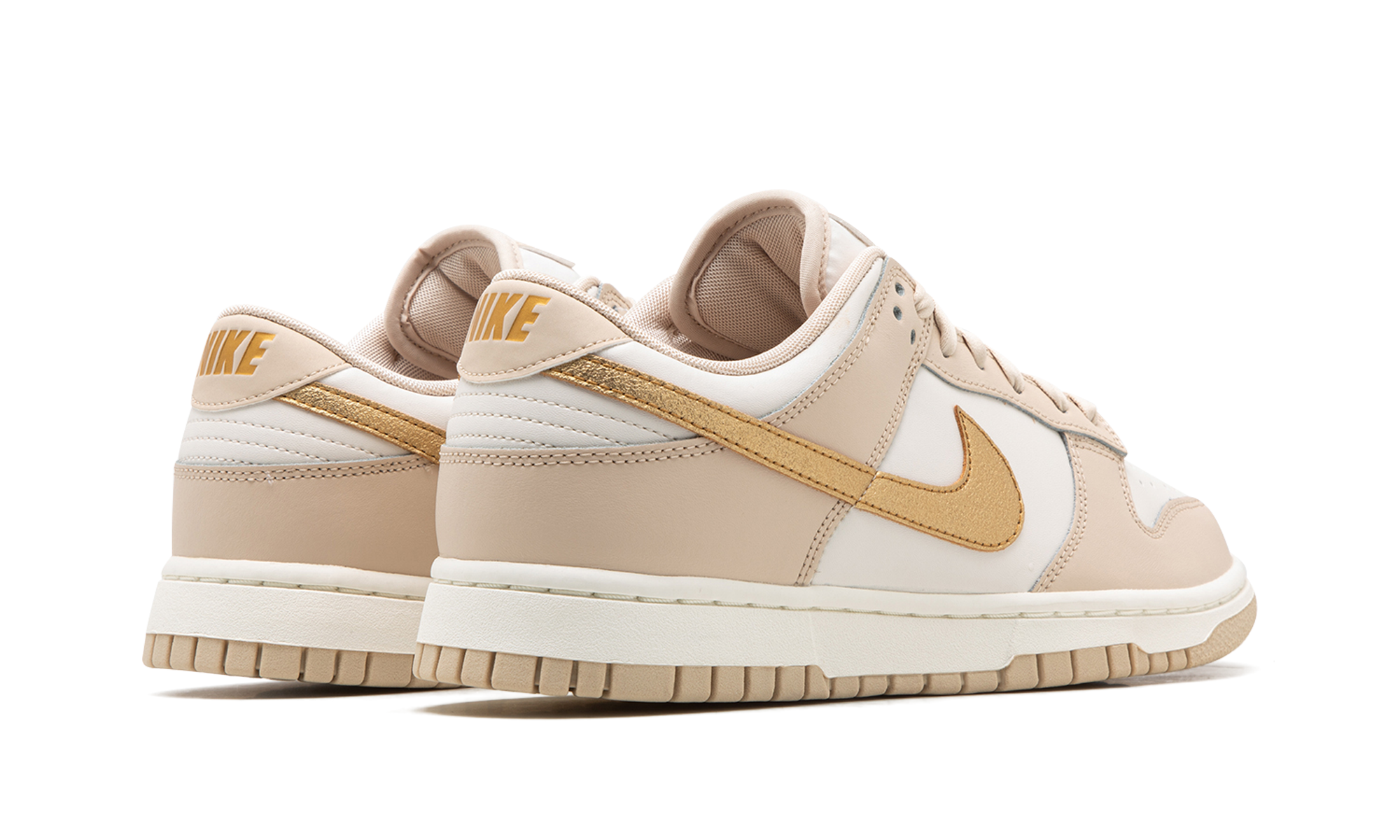 nike dunk low phantom metallic gold women s+DX5930-001+diagnol right behind view