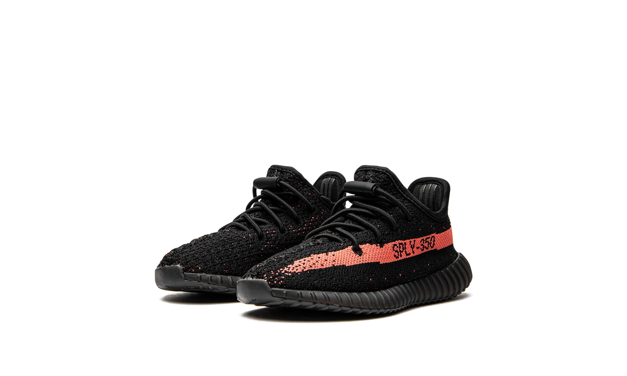 adidas yeezy boost 350 v2 core black red infants+HP6587+diagnol left view