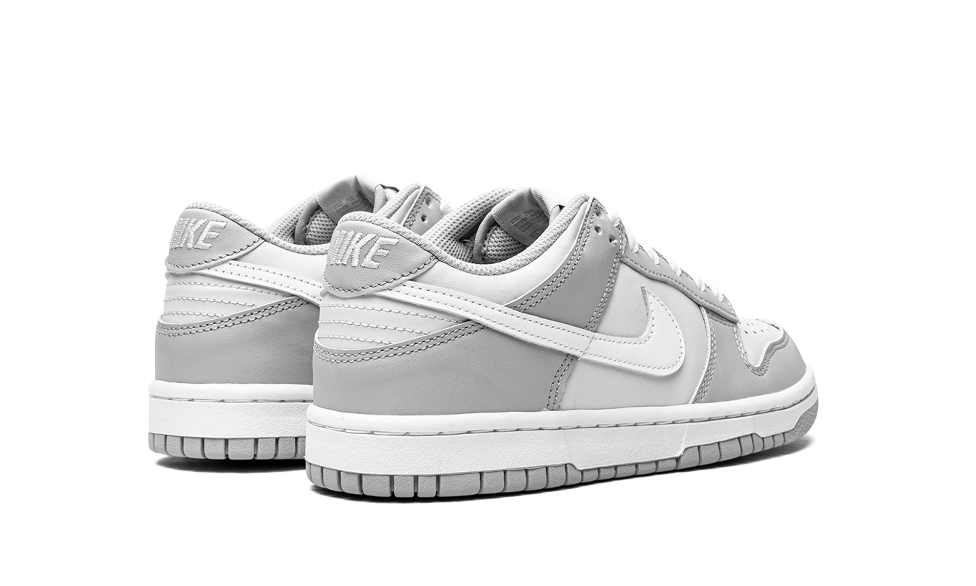 nike dunk low two toned grey gs+DH9765-001+diagnol right behind view