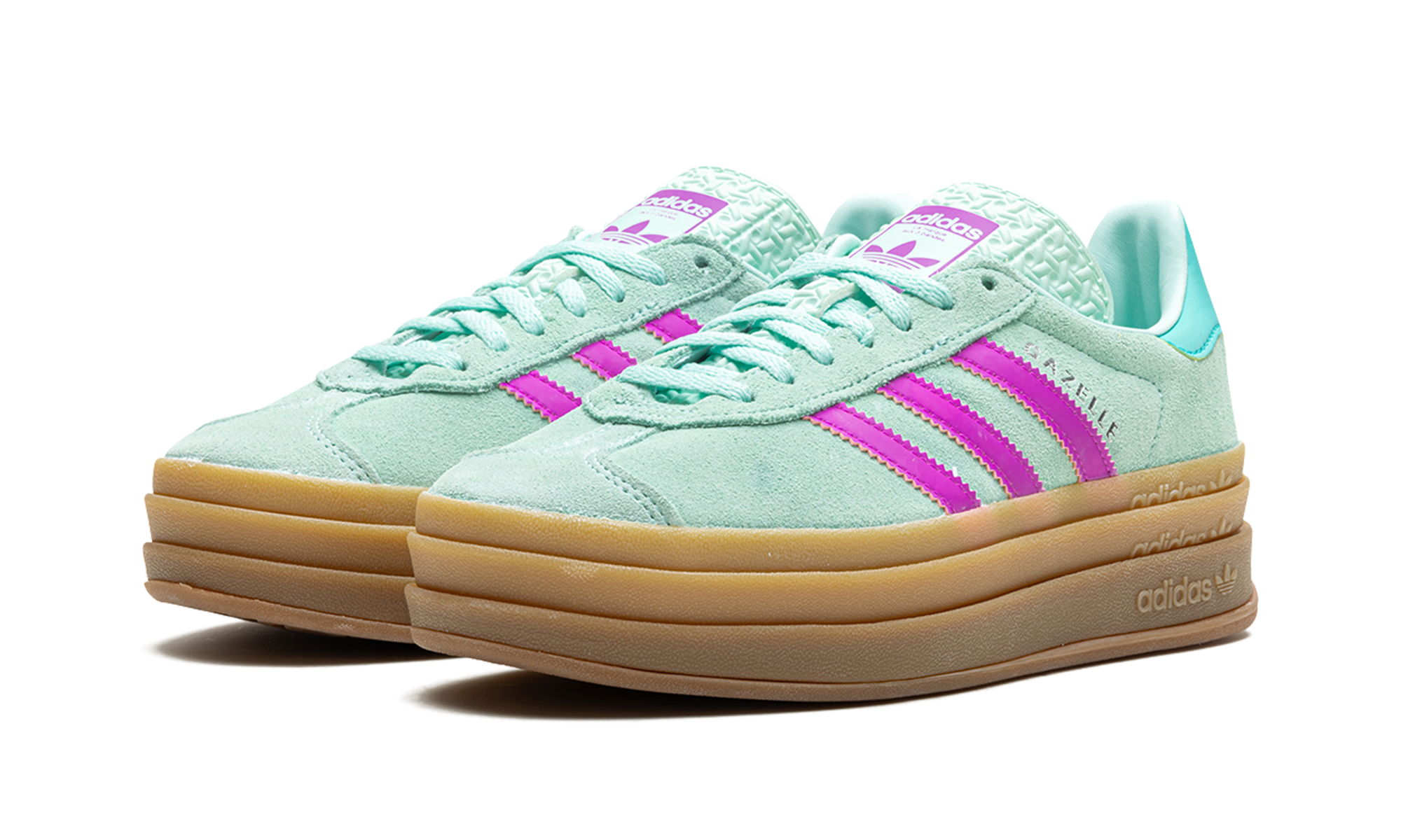 adidas gazelle bold turqoise pink kids+JI3383+diagnol left view