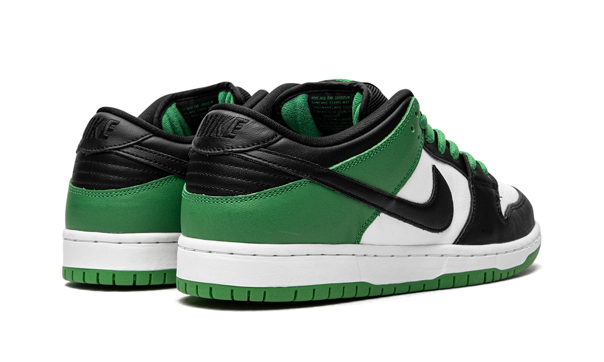 nike sb dunk low classic green+BQ6817-302+diagnol right behind view